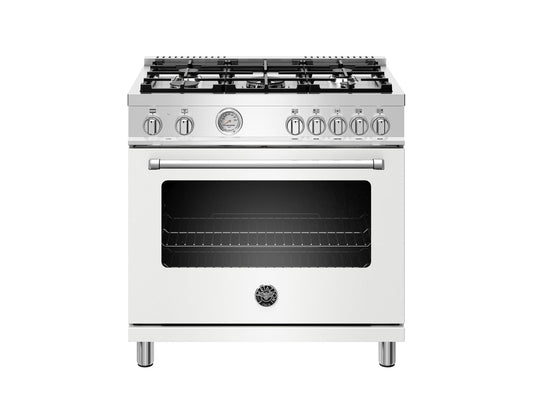 Bertazzoni MAST365DFMBIE 36 Inch Dual Fuel Range, 5 Burner, Electric Oven Bianco Matt
