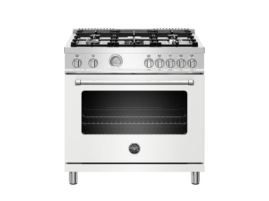 Bertazzoni MAST365DFMBIE 36 Inch Dual Fuel Range, 5 Burner, Electric Oven Bianco Matt