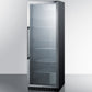 Summit SCR1401 Full-Size Commercial Beverage Merchandiser Designed For The Display And Refrigeration Of Beverages And Sealed Food, With Stainless Steel Interior, Self-Closing Glass Door, And Black Cabinet