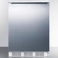 Summit FF6WBISSHH Built-In Undercounter All-Refrigerator For General Purpose Use W/Automatic Defrost, Stainless Steel Wrapped Door, Horizontal Handle, And White Cabinet
