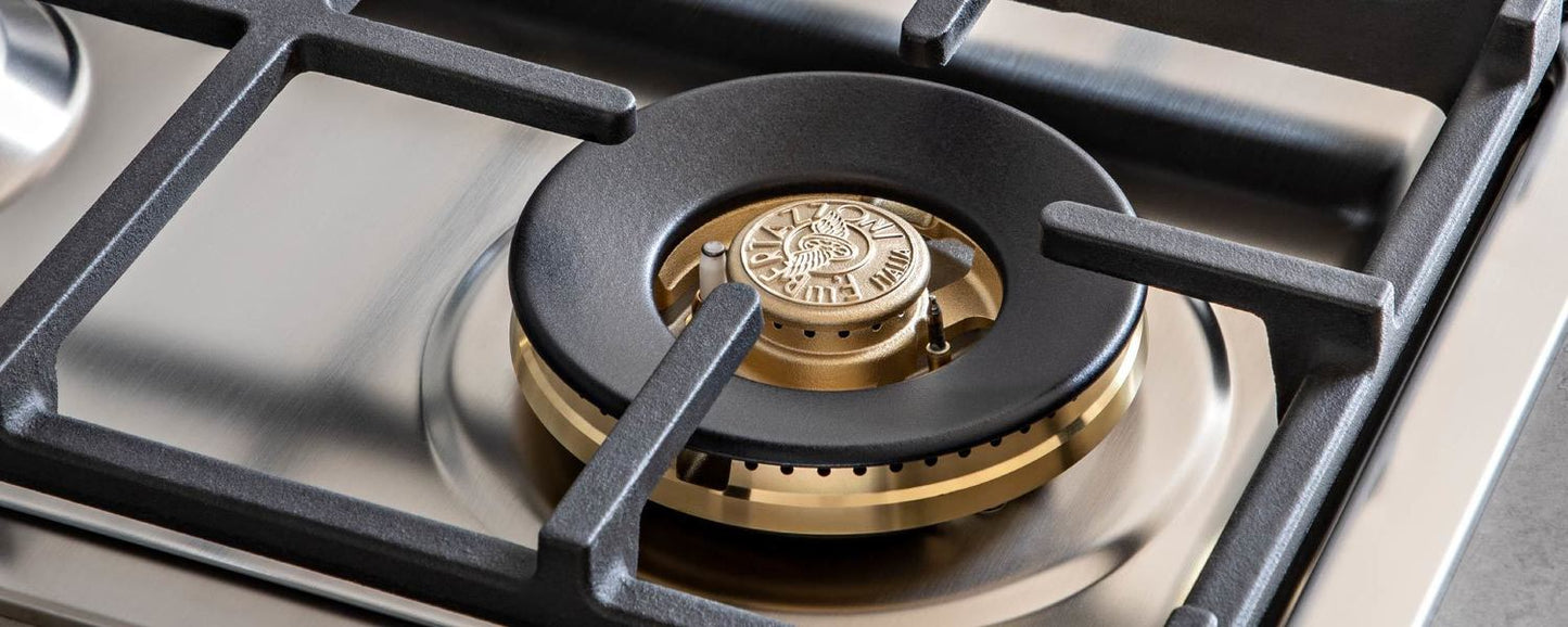 Bertazzoni MAST366QBXT 36 Drop-In Gas Cooktop 6 Brass Burners Stainless Steel