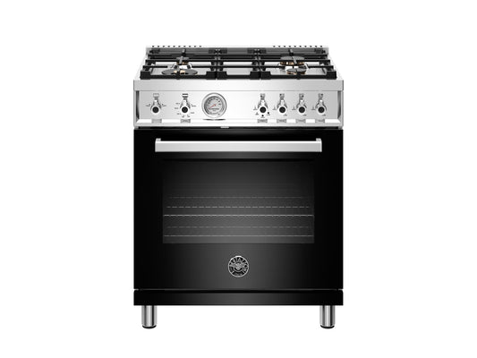 Bertazzoni PROF304GASNET 30 Inch All Gas Range, 4 Brass Burner Nero