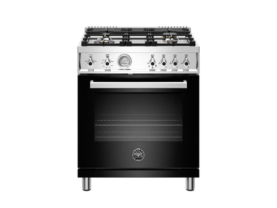 Bertazzoni PROF304GASNET 30 Inch All Gas Range, 4 Brass Burner Nero