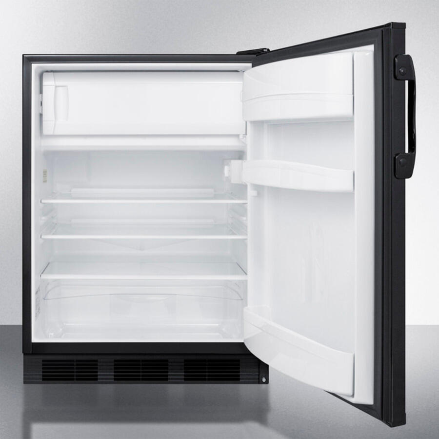 Summit CT66BADA Freestanding Ada Compliant Refrigerator-Freezer For General Purpose Use, With Dual Evaporator Cooling, Cycle Defrost, And Black Exterior
