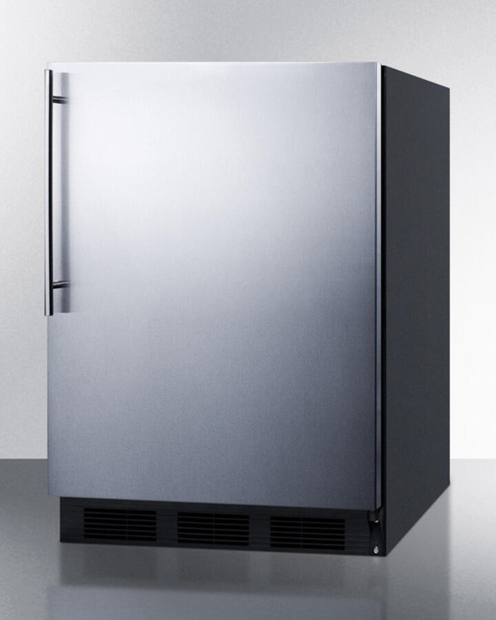 Summit CT663BSSHVADA Ada Compliant Freestanding Refrigerator-Freezer For Residential Use, Cycle Defrost With Deluxe Interior, Ss Wrapped Door, Thin Handle, And Black Cabinet