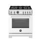 Bertazzoni PRO304BFEPBIT 30 Inch Dual Fuel Range, 4 Brass Burners, Electric Self-Clean Oven Bianco