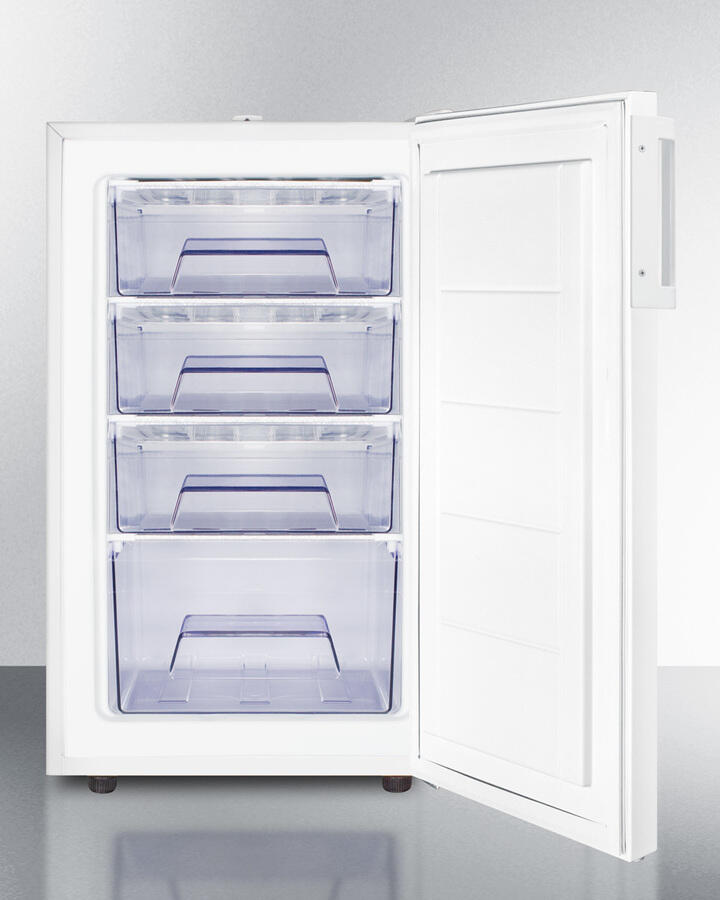 Summit FS407L7 Commercially Listed 20" Wide Counter Height All-Freezer, -20 C Capable With A Lock And White Exterior