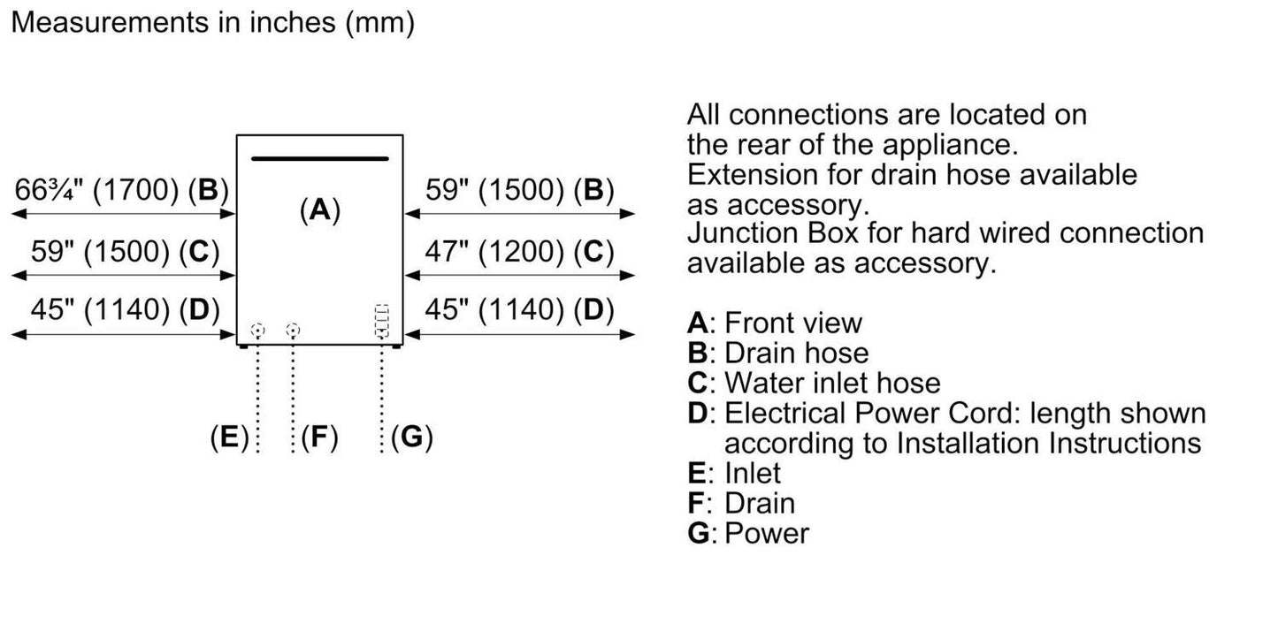 Bosch SHX78B75UC 800 Series Dishwasher 24" Stainless Steel