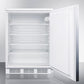 Summit FF7LWSSHH Commercially Listed Freestanding All-Refrigerator For General Purpose Use, Auto Defrost W/Lock, Ss Wrapped Door, Horizontal Handle, And White Cabinet