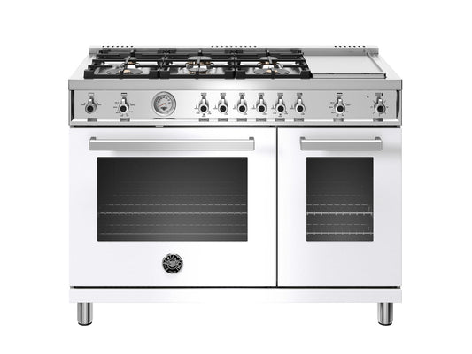 Bertazzoni PROF486GGASBIT 48 Inch All-Gas Range 6 Brass Burner And Griddle Bianco