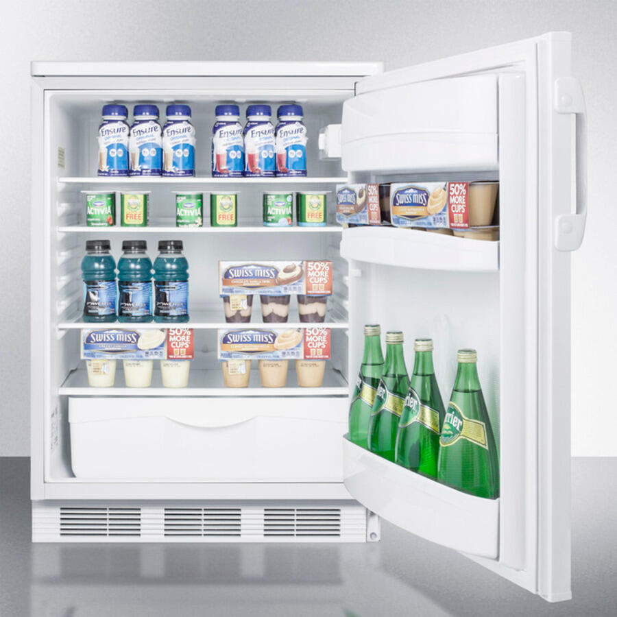 Summit FF6LBI7 Commercially Listed Built-In Undercounter All-Refrigerator For General Purpose Use, With Front Lock, Automatic Defrost Operation And White Exterior