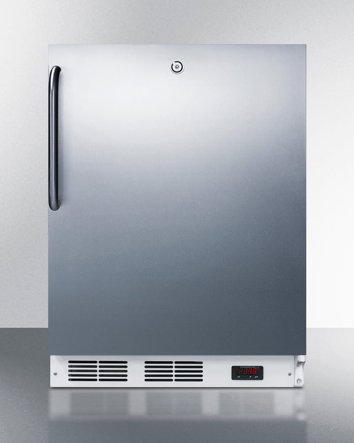 Summit VT65MLCSSADA Ada Compliant Built-In Medical All-Freezer Capable Of -25 C Operation, With Lock, Stainless Steel Door, Towel Bar Handle, And White Cabinet