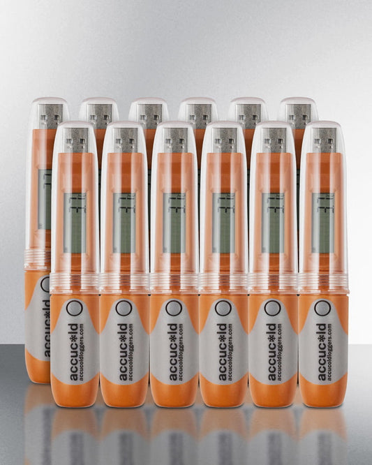 Summit DLSA1112P Set Of 12 Portable Usb Temperature Loggers With Lcd Display