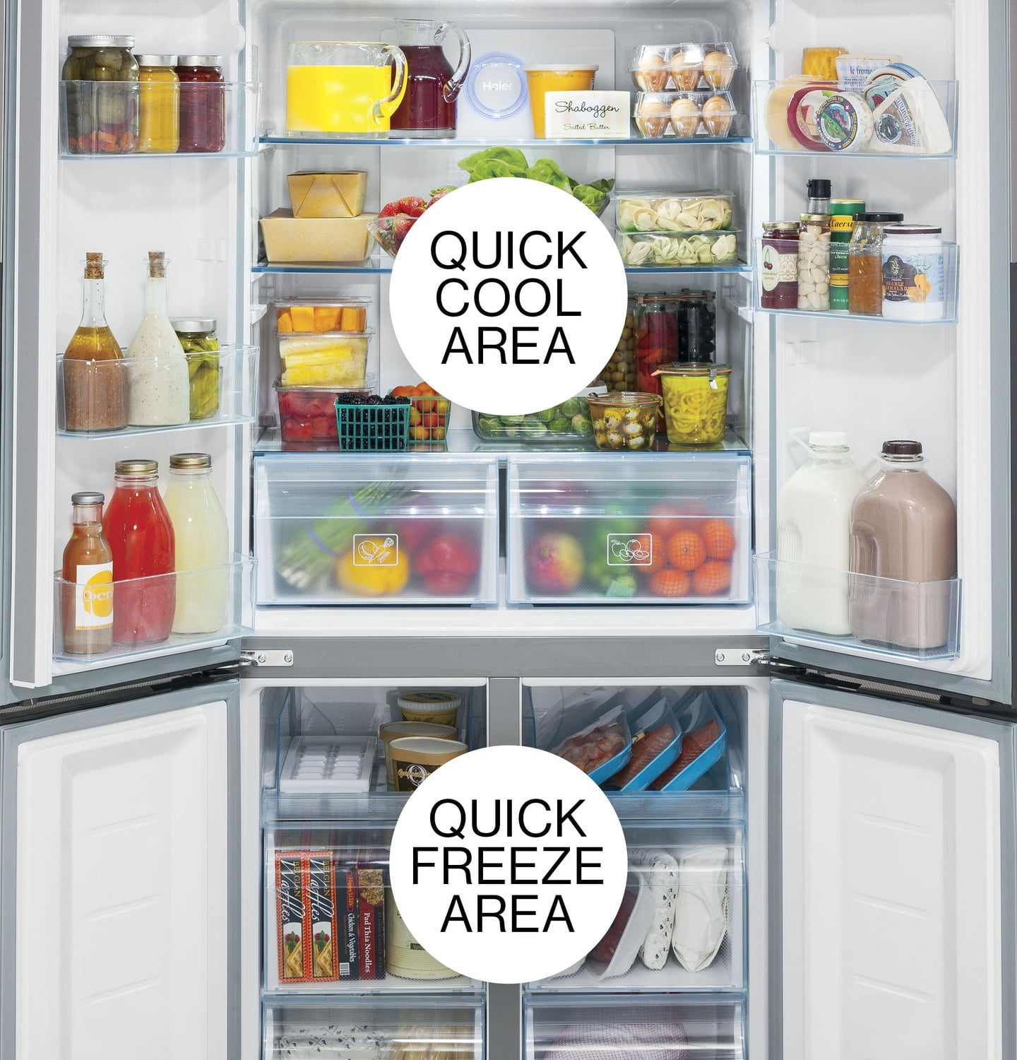 Haier HRQ16N3BGS 16.4 Cu. Ft. Quad Door Refrigerator
