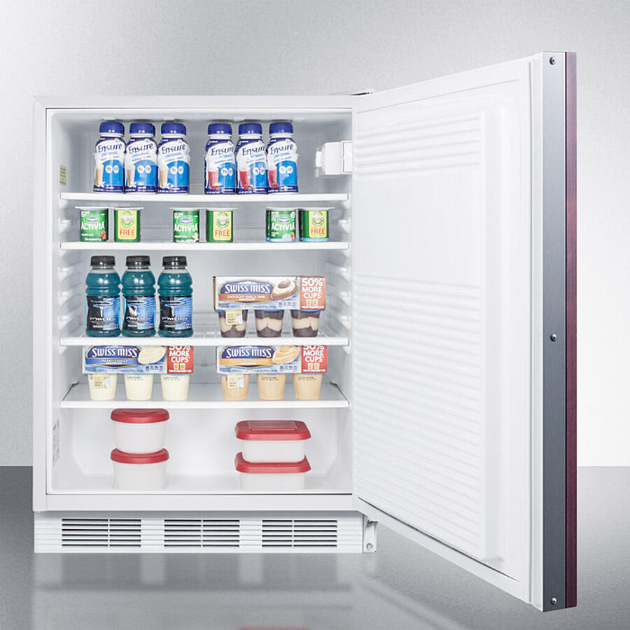 Summit FF7WBIIFADA Ada Compliant Built-In Undercounter All-Refrigerator For General Purpose Or Commercial Use, Auto Defrost W/Integrated Door Frame For Overlay Panels