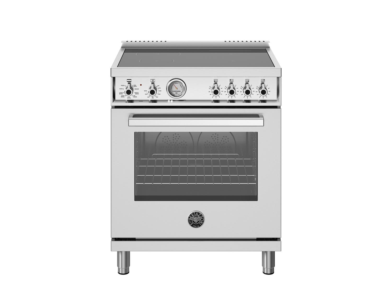 Bertazzoni PRO304INMXV 30 Inch Induction Range, 4 Heating Zones, Electric Oven Stainless Steel