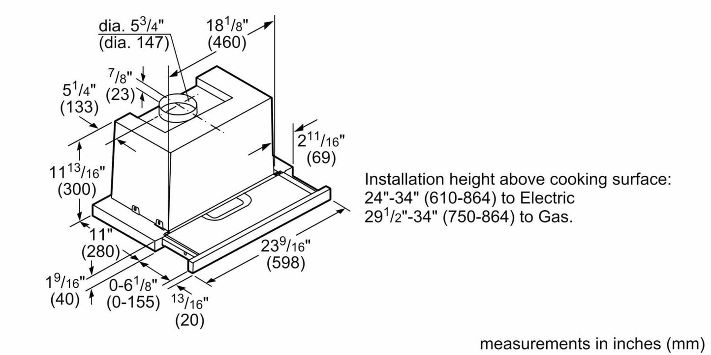 Bosch HUI54452UC 500 Series Pull-Out Hood Stainless Steel Hui54452Uc