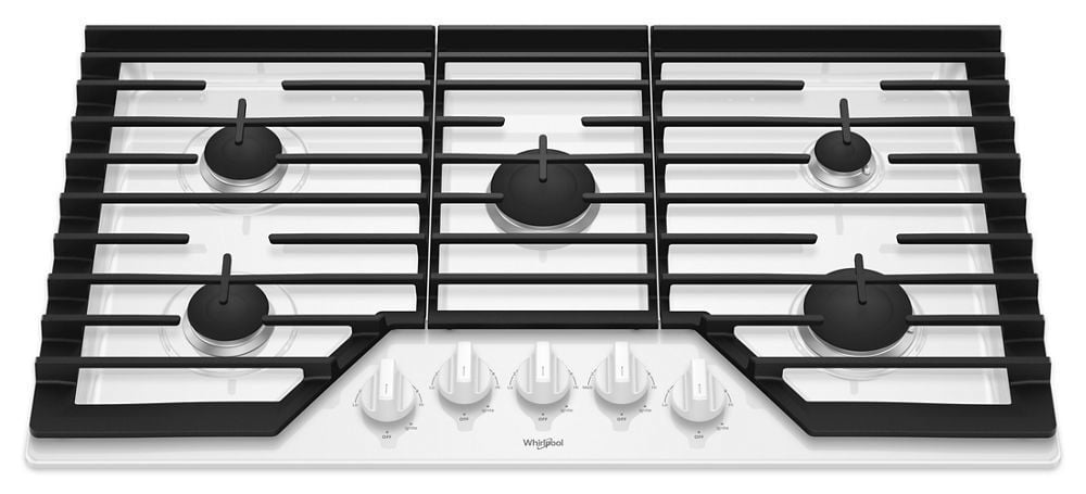 Whirlpool WCG55US6HW 36-Inch Gas Cooktop With Ez-2-Lift Hinged Cast-Iron Grates