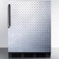 Summit FF63BDPLADA Ada Compliant Freestanding All-Refrigerator For Residential Use, Auto Defrost With Black Cabinet, Diamond Plate Wrapped Door, And Towel Bar Handle