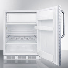 Summit CT661DPLADA Ada Compliant Freestanding Refrigerator-Freezer For Residential Use, Cycle Defrost With Deluxe Interior, Diamond Plate Door, Towel Bar Handle, And White Cabinet
