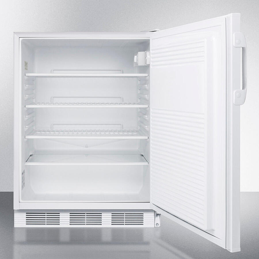 Summit AL751WL Ada Compliant All-Refrigerator For Freestanding General Purpose Use, With Lock, Flat Door Liner, Auto Defrost Operation And White Exterior