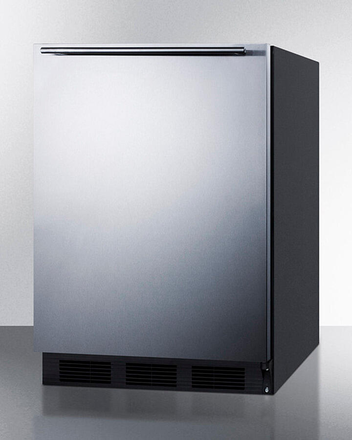 Summit FF7BKBISSHHADA Ada Compliant Built-In Undercounter All-Refrigerator For General Purpose Or Commercial Use, Auto Defrost W/Ss Door, Horizontal Handle, And Black Cabinet