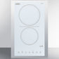 Summit CR2B23T4WTK15 230V 2-Burner Cooktop In White Ceramic Schott Glass With Digital Touch Controls And Stainless Steel Frame To Allow Installation In 15