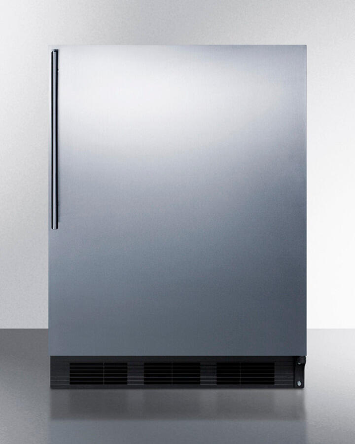 Summit AL652BSSHV Freestanding Ada Compliant Refrigerator-Freezer For General Purpose Use, W/Dual Evaporator Cooling, Cycle Defrost, Ss Door, Thin Handle, And Black Cabinet