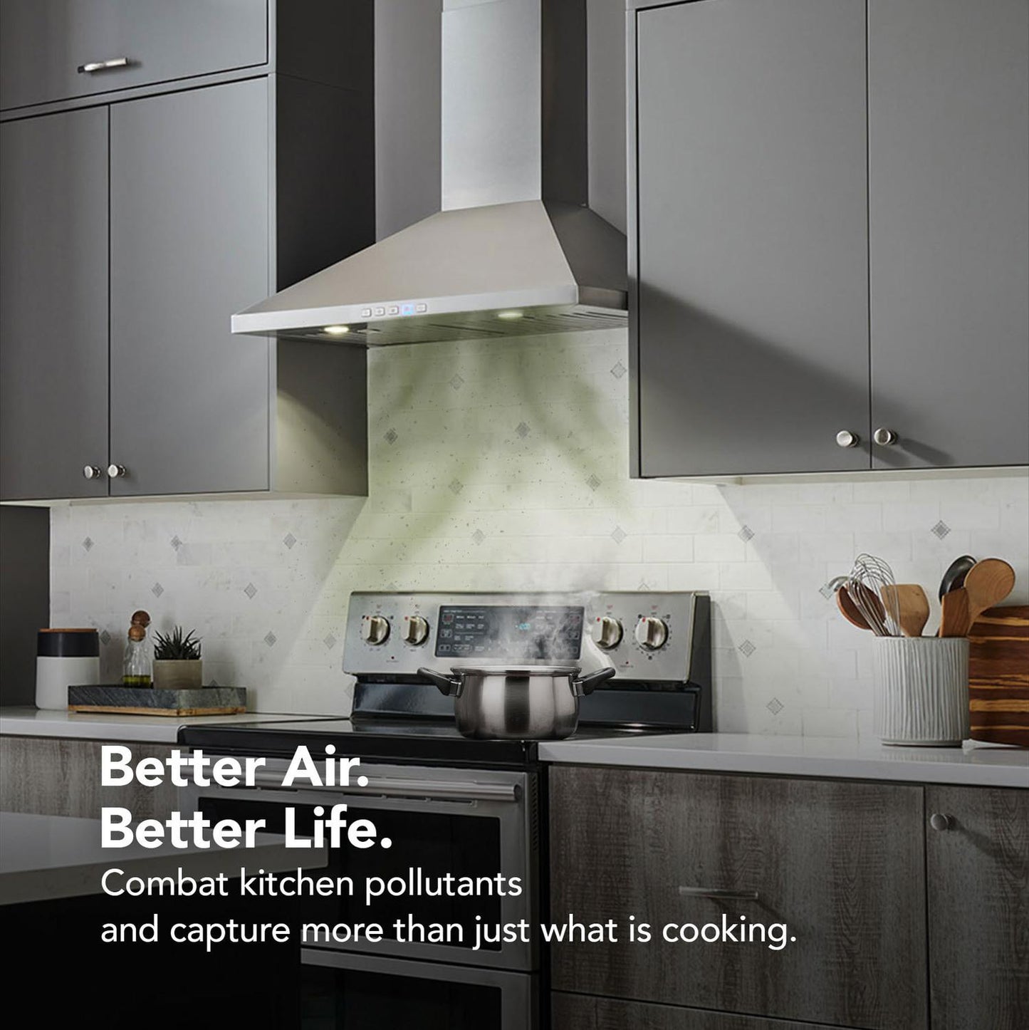 Broan BWP1304SS Broan® 30-Inch Convertible Wall-Mount Pyramidal Chimney Range Hood, 450 Max Cfm, Stainless Steel