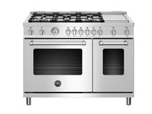 Bertazzoni MAST486GDFMXE 48 Inch Dual Fuel Range, 6 Burners And Griddle, Electric Oven Stainless Steel