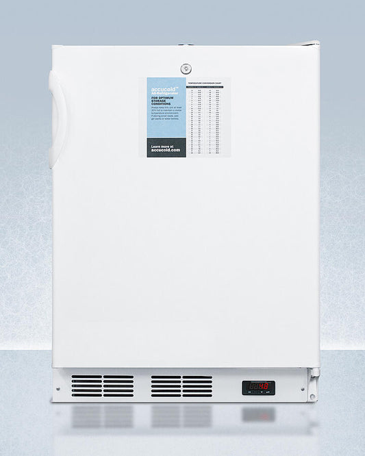 Summit FF6LWPROADA Ada Compliant 24" Wide Auto Defrost All-Refrigerator With Lock, Digital Thermostat, Internal Fan, Door Storage, And Access Port For User-Provided Monitoring Equipment