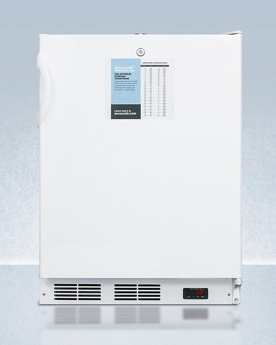 Summit FF6LWPROADA Ada Compliant 24" Wide Auto Defrost All-Refrigerator With Lock, Digital Thermostat, Internal Fan, Door Storage, And Access Port For User-Provided Monitoring Equipment
