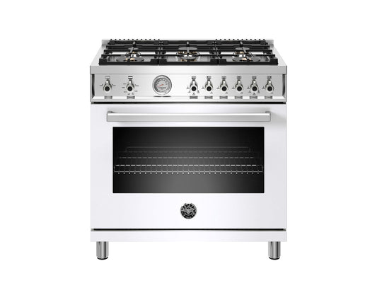 Bertazzoni PROF366GASBIT 36 Inch All Gas Range, 6 Brass Burners Bianco