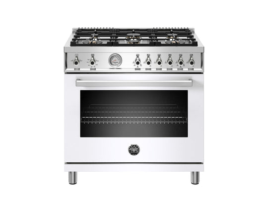 Bertazzoni PROF366GASBIT 36 Inch All Gas Range, 6 Brass Burners Bianco