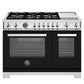 Bertazzoni PRO486BTFEPNET 48 Inch Dual Fuel Range, 6 Brass Burners And Griddle, Electric Self-Clean Oven Nero