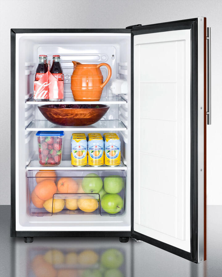 Summit FF521BLBI7IFADA Commercially Listed 20" Wide Counter Height All-Refrigerator, Auto Defrost With A Lock And Integrated Door Frame For Full Overlay Panels