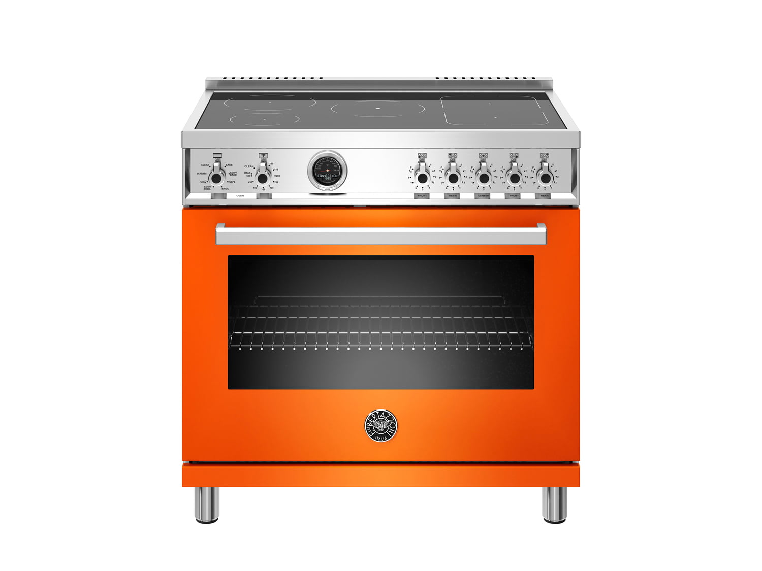 Bertazzoni PROF365INSART 36 Inch Induction Range, 5 Heating Zones, Electric Self-Clean Oven Arancio
