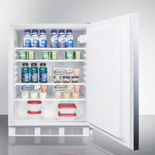 Summit AL750SSHH Ada Compliant All-Refrigerator For Freestanding General Purpose Use, Auto Defrost W/Ss Door, Horizontal Handle, And White Cabinet