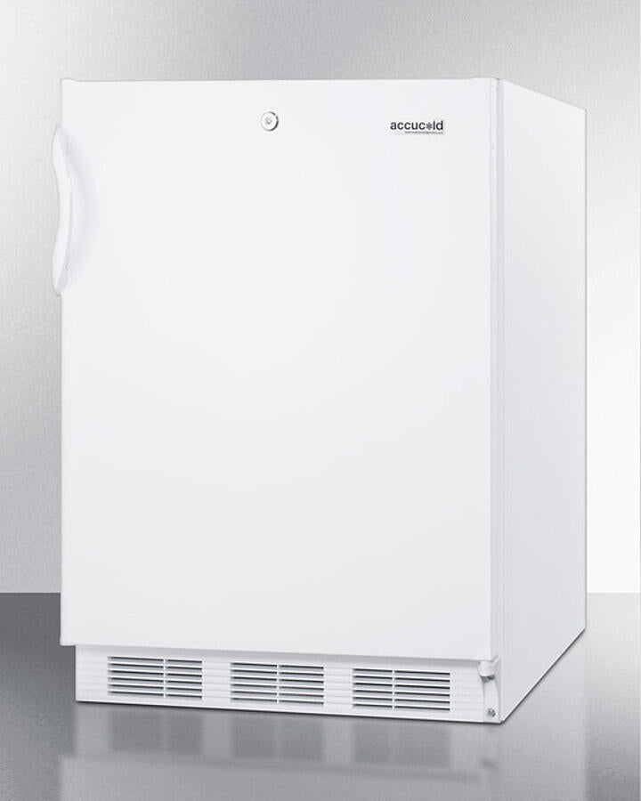 Summit AL650LW Freestanding Ada Compliant Refrigerator-Freezer For General Purpose Use, With Dual Evaporator Cooling, Cycle Defrost, Lock, And White Exterior