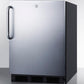 Summit FF7LBLBISSTBADA Ada Compliant Built-In Undercounter All-Refrigerator For General Purpose Or Commercial Use, Auto Defrost W/Ss Door, Towel Bar Handle, Lock, And Black Cabinet