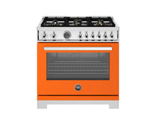 Bertazzoni PRO366BCFEPART 36 Inch Dual Fuel Range, 6 Brass Burners And Cast Iron Griddle, Electric Self-Clean Oven Arancio