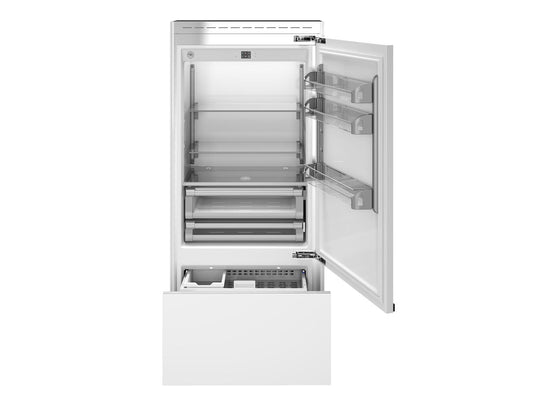 Bertazzoni REF36BMBIPRT 36 Inch Built-In Bottom Mount Refrigerator With Ice Maker, Panel Ready Panel Ready