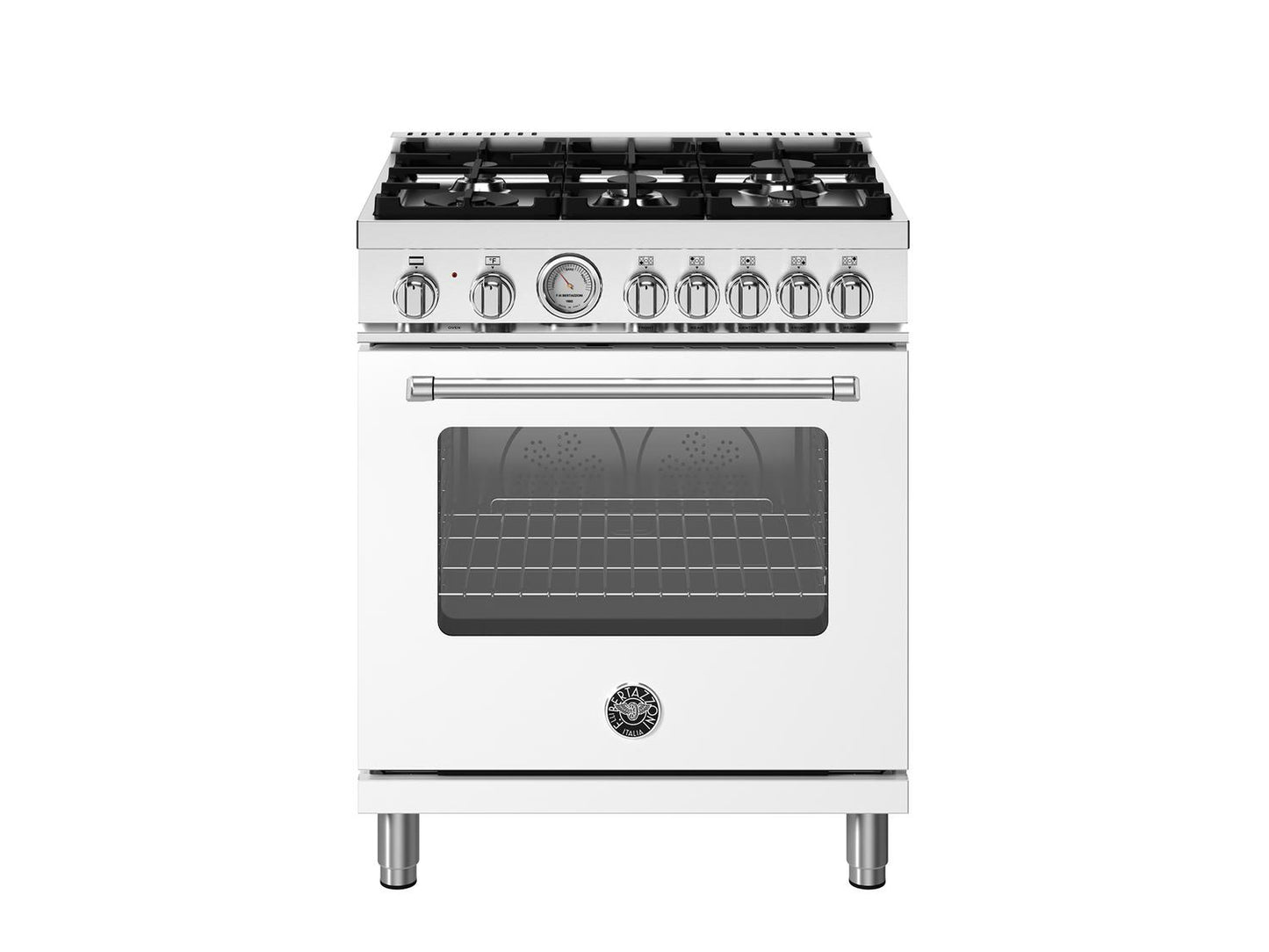 Bertazzoni MAS305DFMBIV 30 Inch Dual Fuel, 5 Burners, Electric Oven Bianco Matt