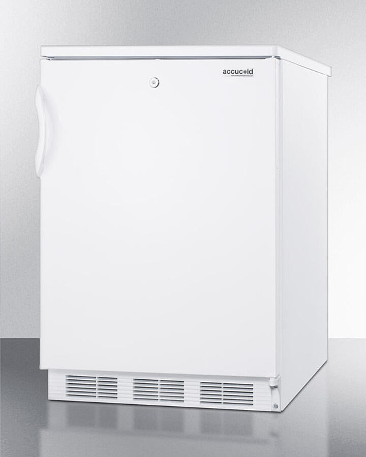 Summit CT66LWBI Built-In Undercounter Refrigerator-Freezer For General Purpose Use, With Lock, Dual Evaporator Cooling, Cycle Defrost, And White Exterior