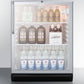 Summit SCR600BGLBITBADA Commercially Listed Ada Compliant Built-In Undercounter Beverage Center With Black Cabinet, Glass Door, Towel Bar Handle, And Lock