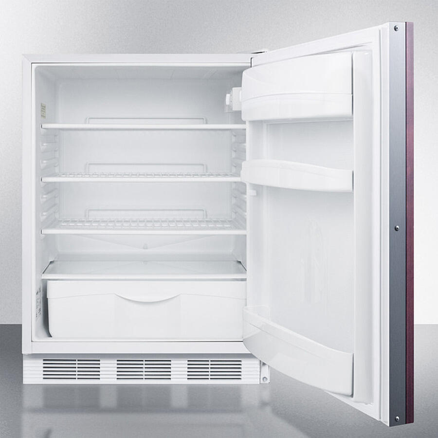 Summit FF6LWBI7IFADA Ada Compliant Commercial All-Refrigerator For Built-In General Purpose Use, Auto Defrost W/Lock, Integrated Door Frame For Overlay Panels, And White Cabinet