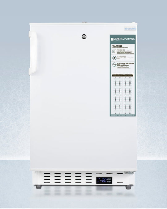 Summit ADA305AF Built-In Undercounter -25 C Ada Compliant Commercially-Approved All-Freezer In White With Lock, Digital Controls, Interior Baskets, Hospital Cord With 'Green Dot' Plug, Factory Installed Access Port, And Manual Defrost Operation