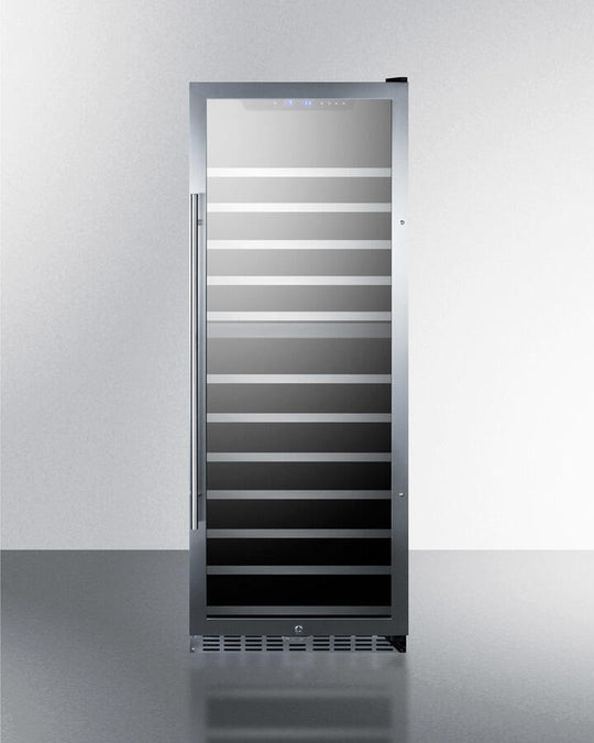 Summit SWC1380D 122 Bottle Dual Zone Wine Cellar With Seamless Stainless Steel Trimmed Glass Door, Lock, And Digital Controls