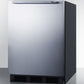 Summit AR5S 24 Inch Wide Ada Compliant Built-In Undercounter All-Refrigerator For Residential Use, Auto Defrost With Stainless Steel Wrapped Door, Horizontally Mounted Towel Bar Handle, And Black Cabinet