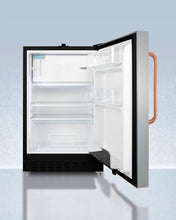 Summit ADA302BRFZSSTBC Built-In Undercounter, Ada Compliant Refrigerator-Freezer Designed For General Purpose Storage, With A Stainless Steel Door, Pure Copper Towel Bar Handle, Manual Defrost Operation, And Front Lock